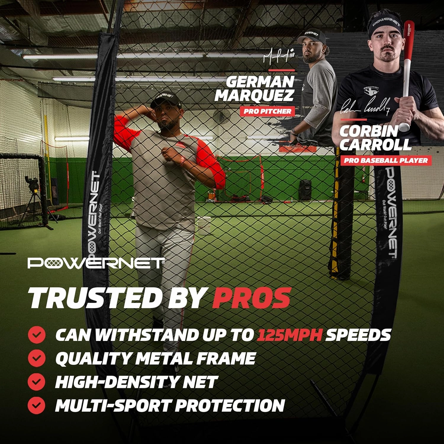PowerNet Portable Softball & Baseball Batting Practice Pitching Screen, 7-FT I-Frame or A-Frame Pitching Net