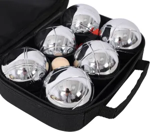 Professional Bocce Ball Set with Carrying Case | 8 Heavy-Weight Chrome Metal Balls (90mm) | Outdoor Lawn Game for Adults & Backyard Parties | Includes Pallino & Measuring Rope