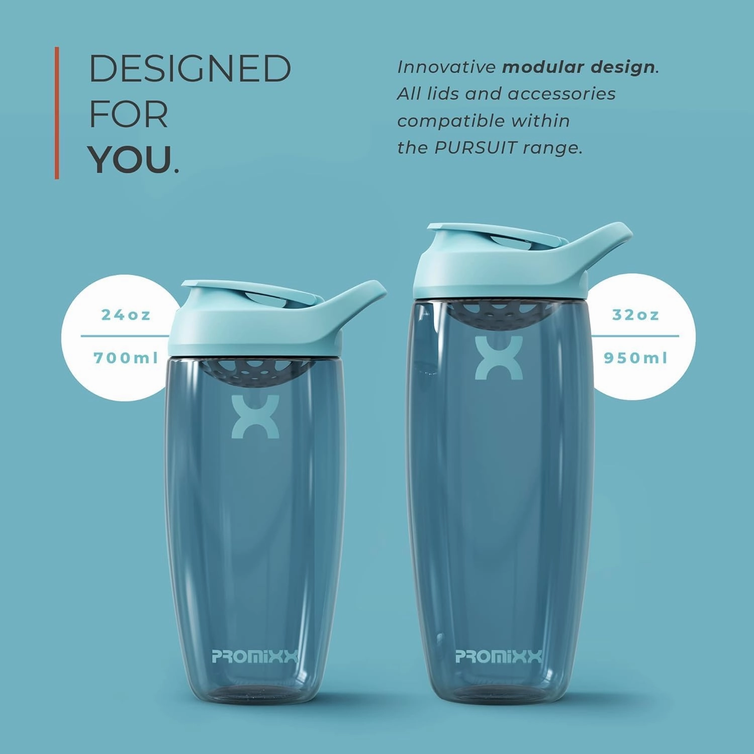 Promixx PURSUIT Protein Shaker Bottle – Premium Sports Shaker Bottles for Protein Mixes and Supplement Shakes – Easy Clean, Durable Protein Shaker Cup