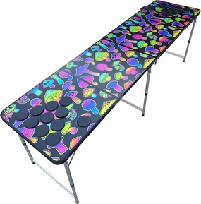 Psychedelic Mushroom Colorful Pong Table with Pre-Drilled Cup Holes