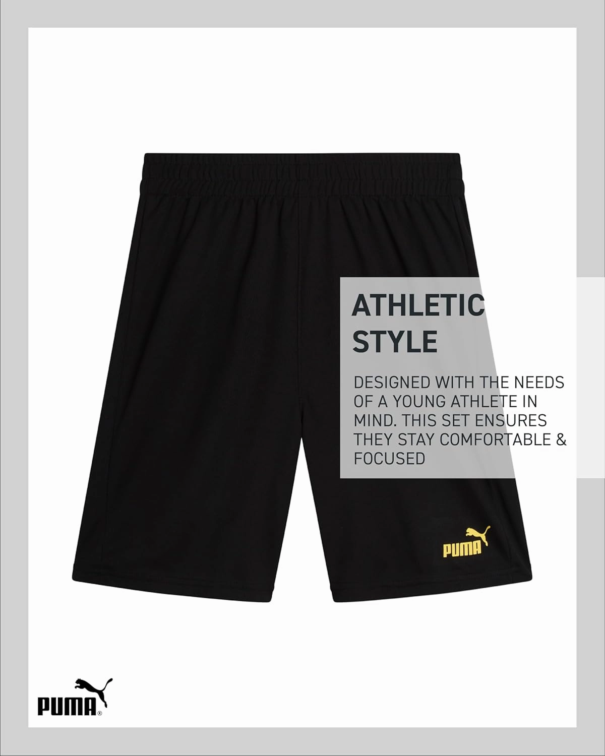 PUMA Boys' Short Set - 2 Piece Short Sleeve Crewneck Performance Graphic Tees and Athletic Mesh Shorts for Boys (Sizes: 4-16)