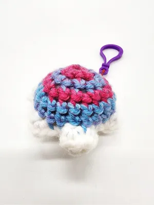 Purple and Pink Turtle Keychain, Stuffed Animal, Hand Crochet Toy Plushie