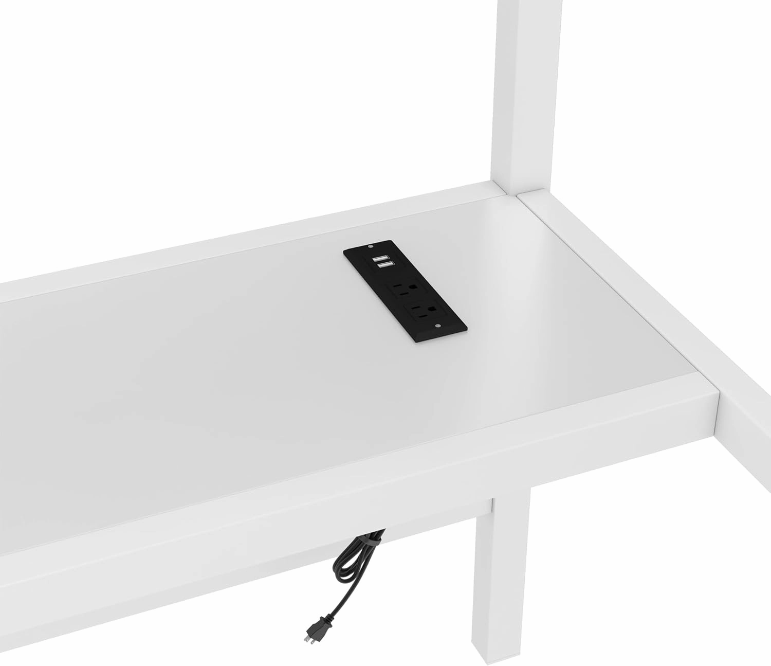 Queen Loft Bed with Desk and Charging Station(USB Port & Outlets), Queen Size Loft Bed with RGB LED Light, Heavy Duty Metal Loft Beds for Adults, Teens, Noise Free Design, Space Saving(White)