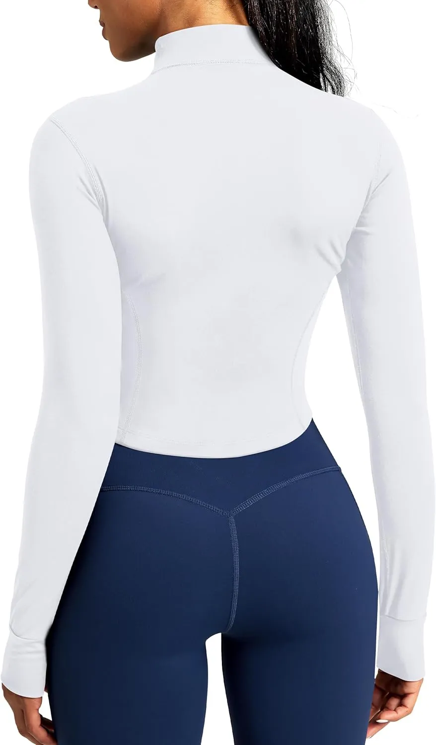 QUEENIEKE Women’s Workout Cropped Jacket Full Zip Lightweight Running Track Jackets Bbl Slim Fit Tops Shirts