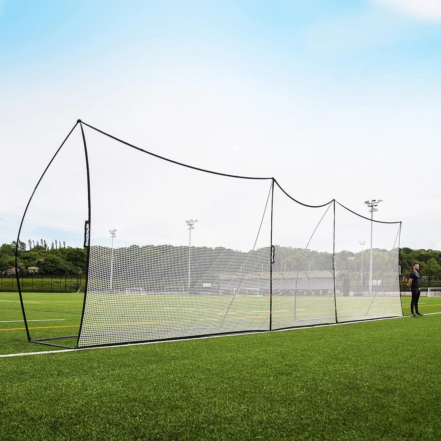 QUICKPLAY MEGA NET Portable Backstop Netting | Fast Set-Up Free-Standing Sports Net Barrier | Available in 12x9’ & 32x9’