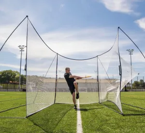 QUICKPLAY MEGA NET Portable Backstop Netting | Fast Set-Up Free-Standing Sports Net Barrier | Available in 12x9’ & 32x9’