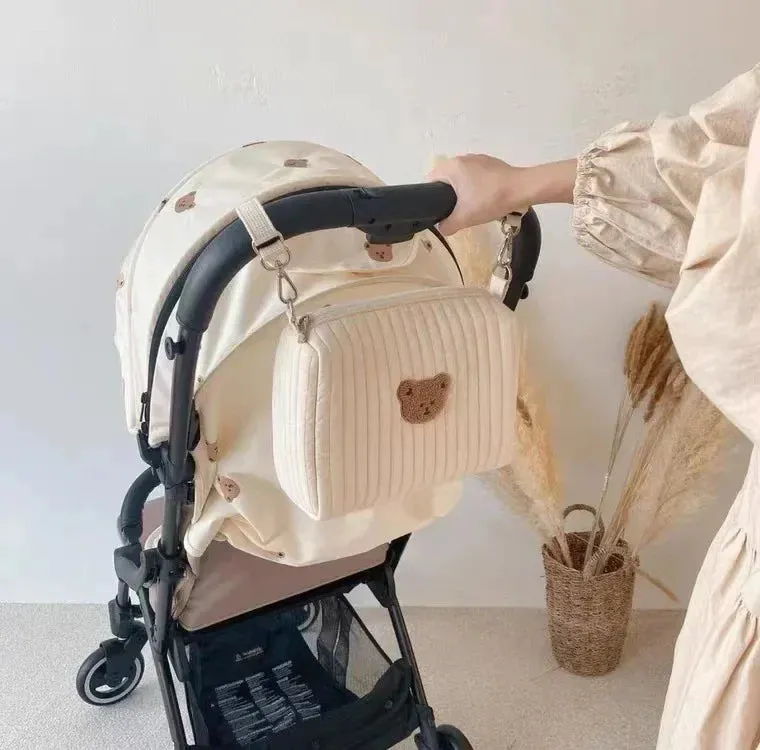 Quilted Portable Stroller Nappy Bag with Embroidery