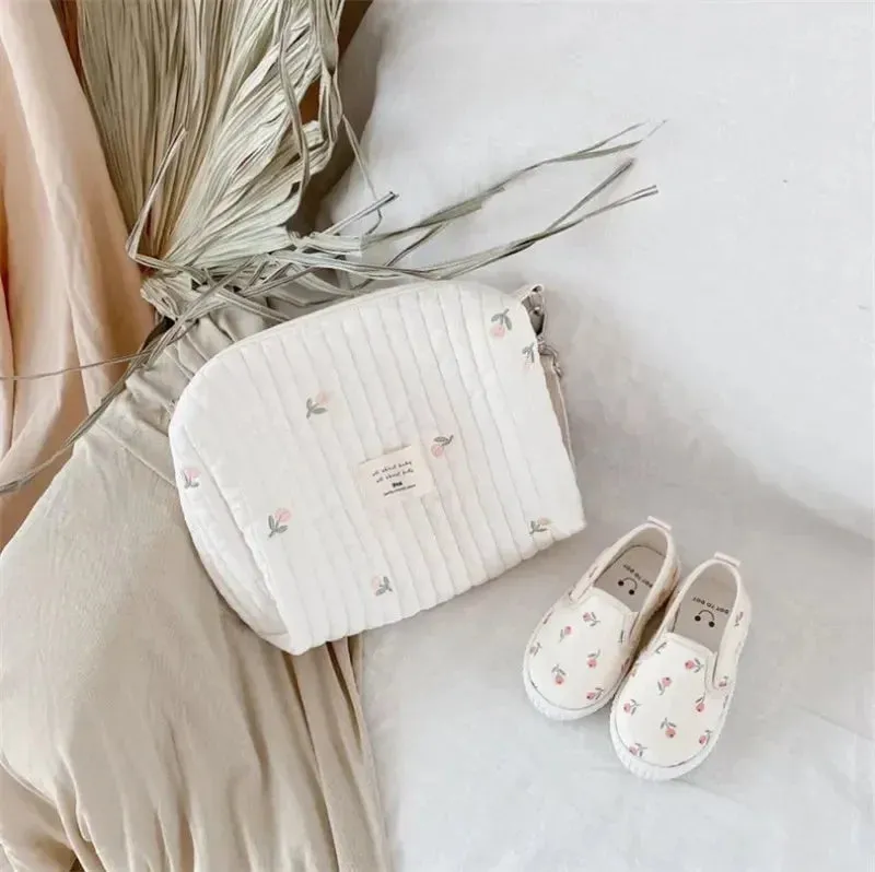 Quilted Portable Stroller Nappy Bag with Embroidery