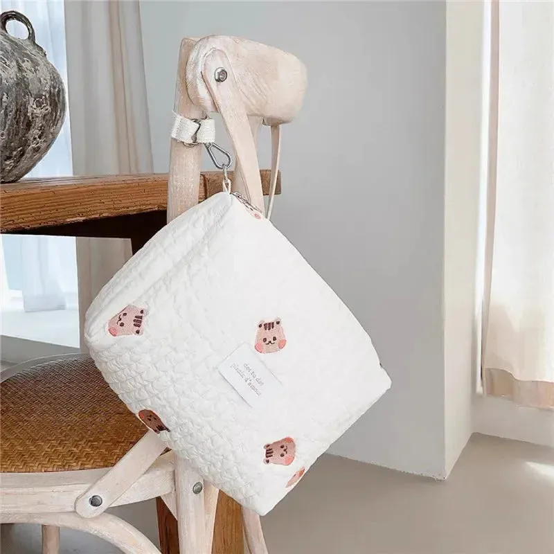 Quilted Portable Stroller Nappy Bag with Embroidery