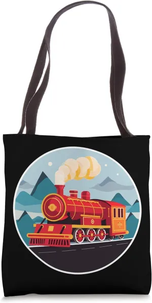 Railroad Comic Style Railway Lover Tote Bag