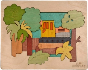 Rainforest Demolition Multilayered Wooden Puzzles for Kids | 24 Piece Jigsaw Puzzle for Kids | Learning Educational Toy and Gift for Boys Girls 3  Years
