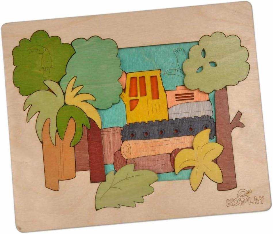 Rainforest Demolition Multilayered Wooden Puzzles for Kids | 24 Piece Jigsaw Puzzle for Kids | Learning Educational Toy and Gift for Boys Girls 3  Years