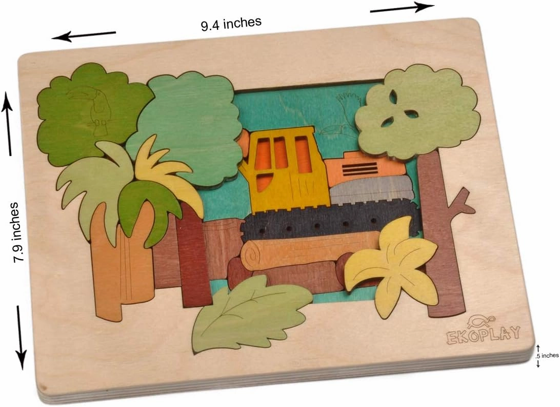 Rainforest Demolition Multilayered Wooden Puzzles for Kids | 24 Piece Jigsaw Puzzle for Kids | Learning Educational Toy and Gift for Boys Girls 3  Years