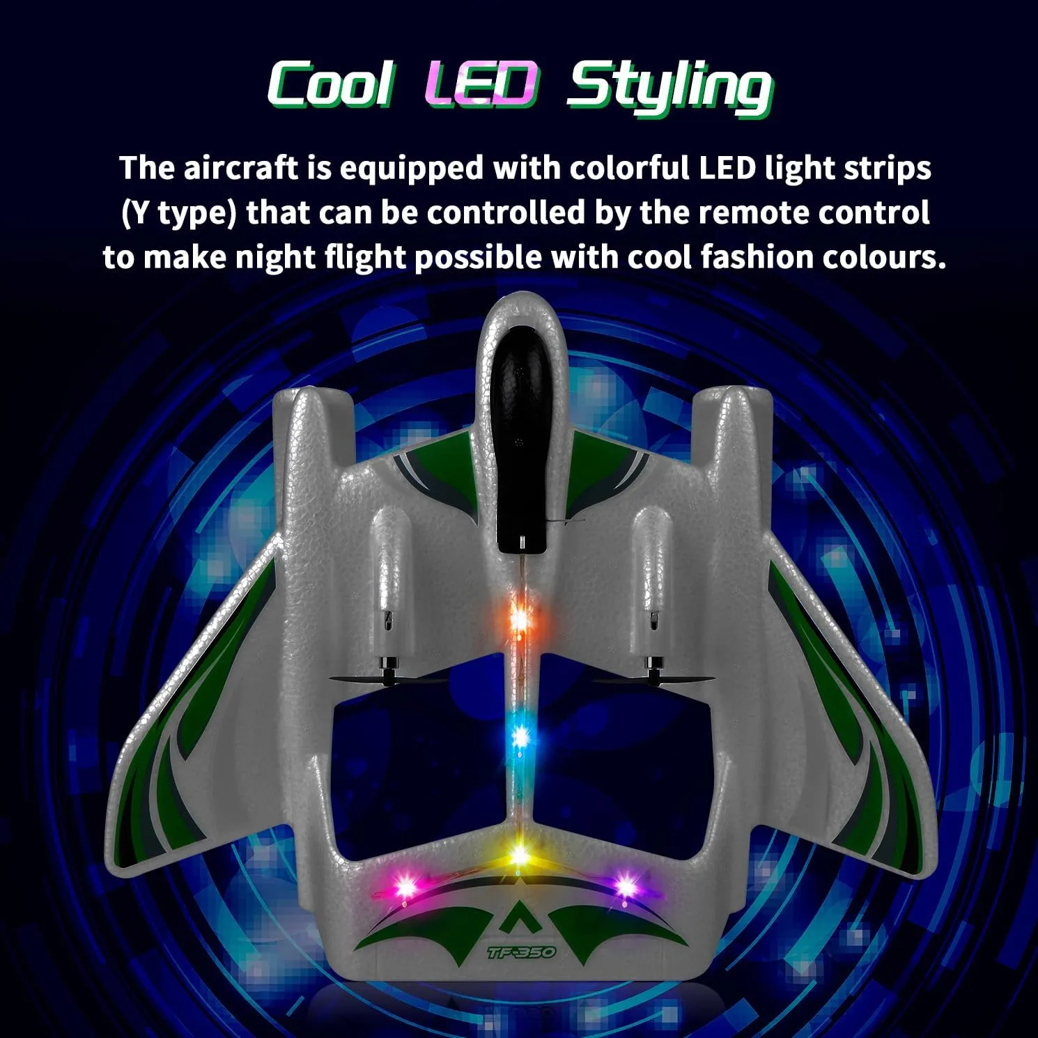 RC Plane TF350 Amphibious Aircraft, 2.4GHz 3CH RC Airplane with Smart Gyro LED Lights and Dual Battery RTF Glider
