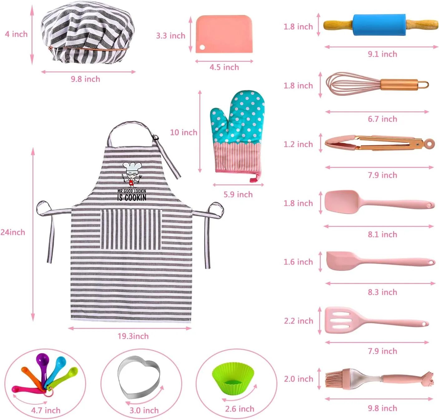 Real Kids Baking and Cooking Sets - 38 Pcs Real Baking Supplies for Junior Chef Includes Kids Apron and Chef Hat, Baking Utensils - Complete Gift Cooking Kits for The Curious Child