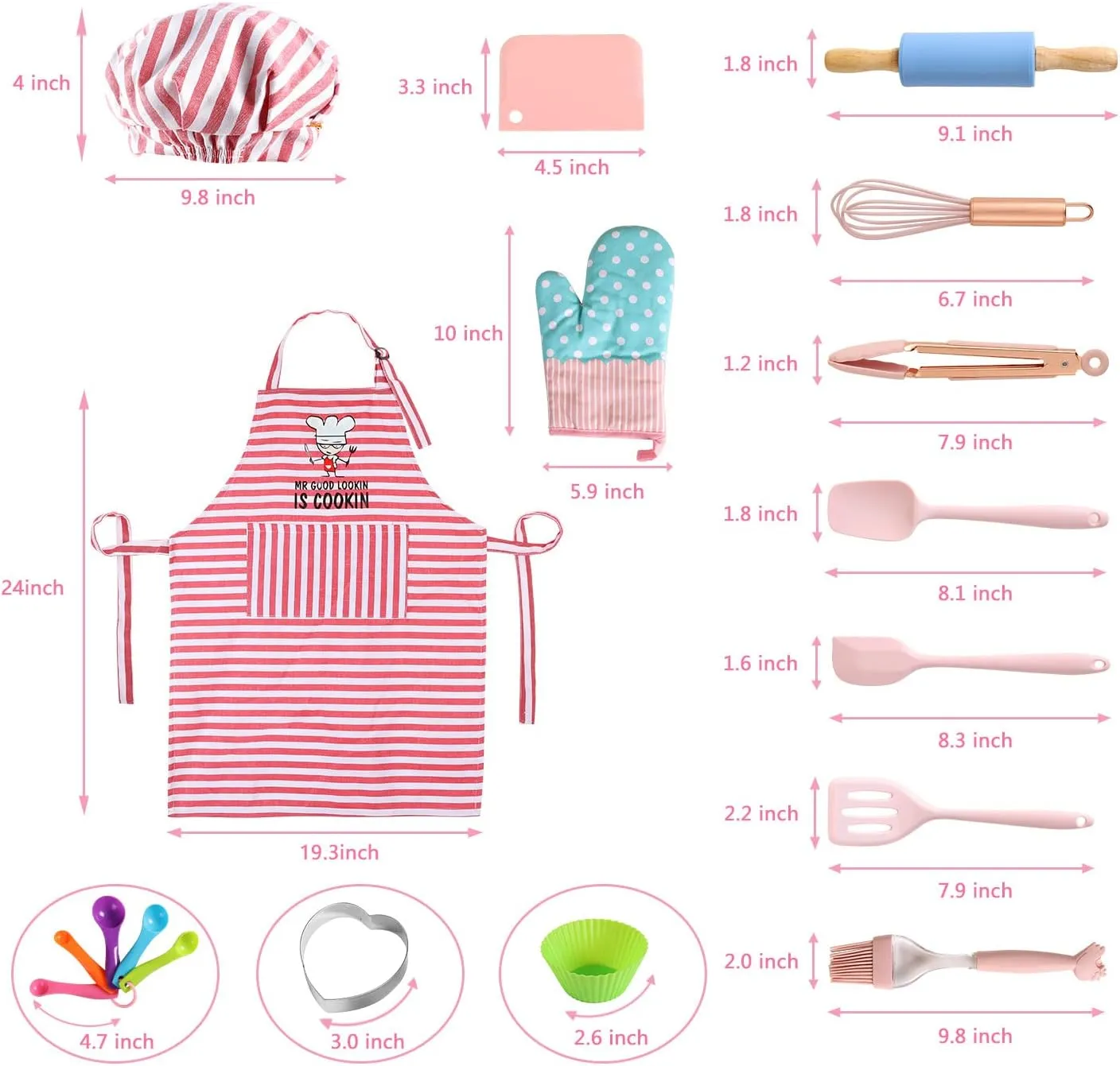 Real Kids Baking and Cooking Sets - 38 Pcs Real Baking Supplies for Junior Chef Includes Kids Apron and Chef Hat, Baking Utensils - Complete Gift Cooking Kits for The Curious Child