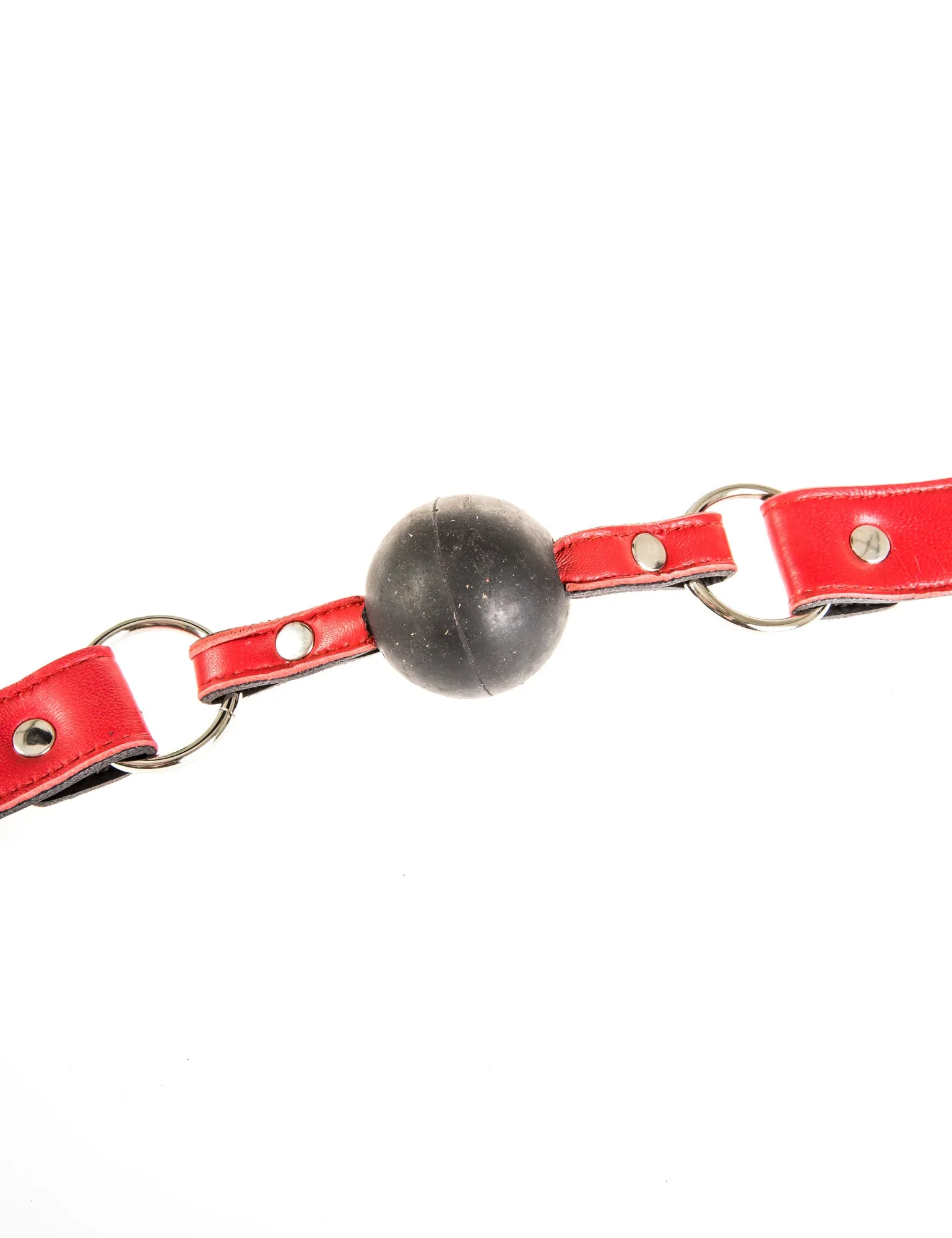 Red Leather Ball Gag with Black Ball
