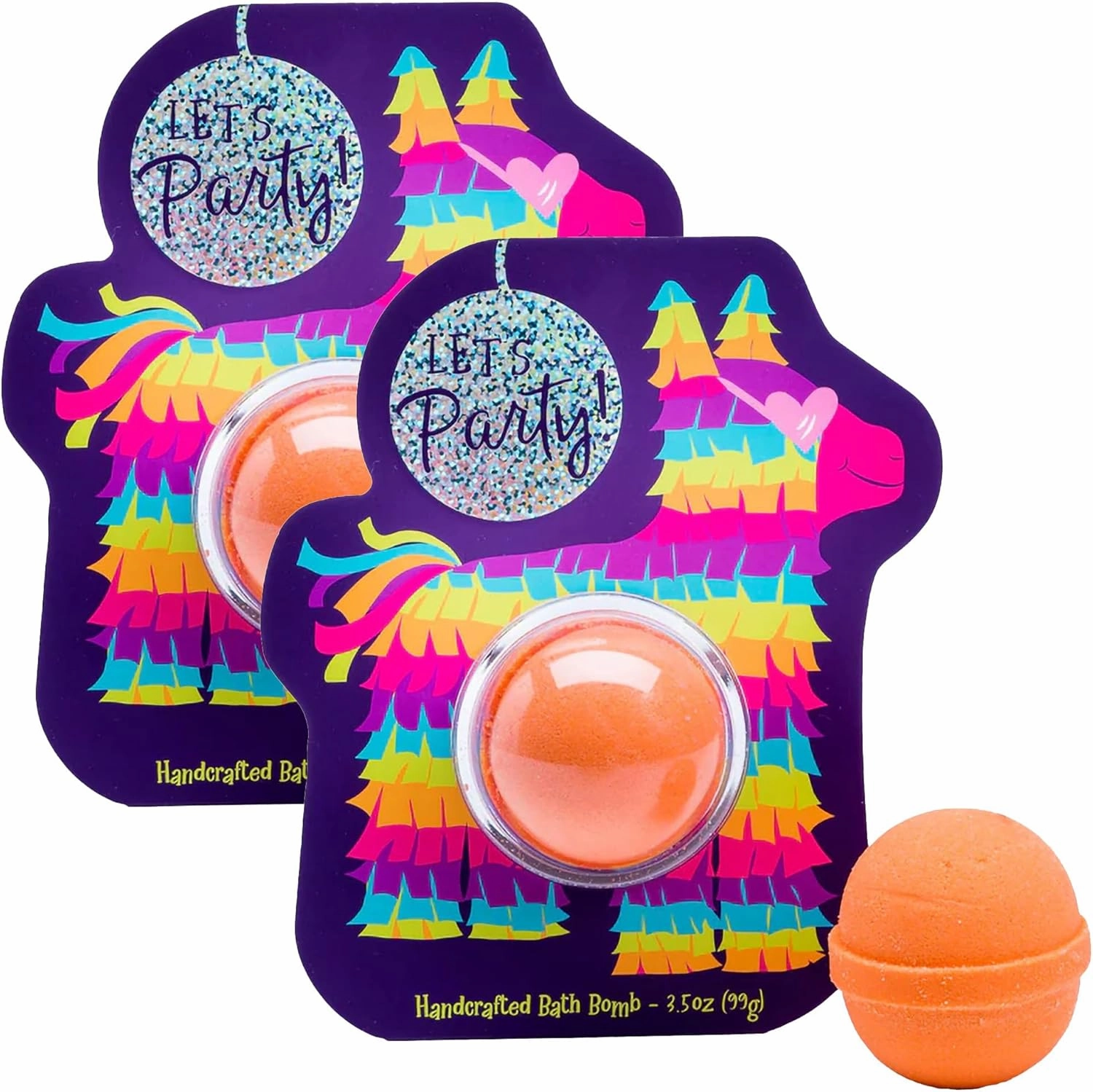 Relaxing Bath Bomb Giftable, 3.5 Ounce Coconut Milk Recipe, Strawberries and Jasmine Scent, Pinata - Pack of 2