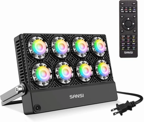RGB LED Flood Light Color Changing Exterior Dimmable Outdoor Lamp, Remote Control With Memory Function, IP65 Waterproof, Bright Security, Decorative Party Stage Lights