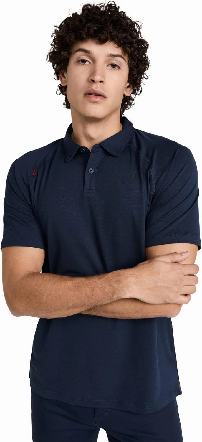 Rhone Delta Pique Mens Polo, Golf Shirts for Men, Anti Odor, Moisture Wicking Lightweight Polo Shirts