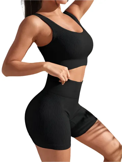Ribbed Crop Tank & Shorts Workout Set