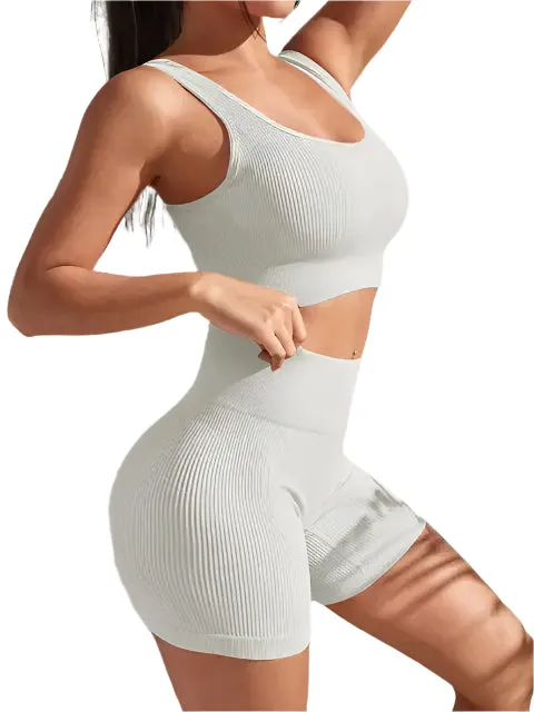 Ribbed Crop Tank & Shorts Workout Set