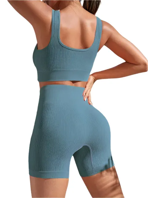 Ribbed Crop Tank & Shorts Workout Set
