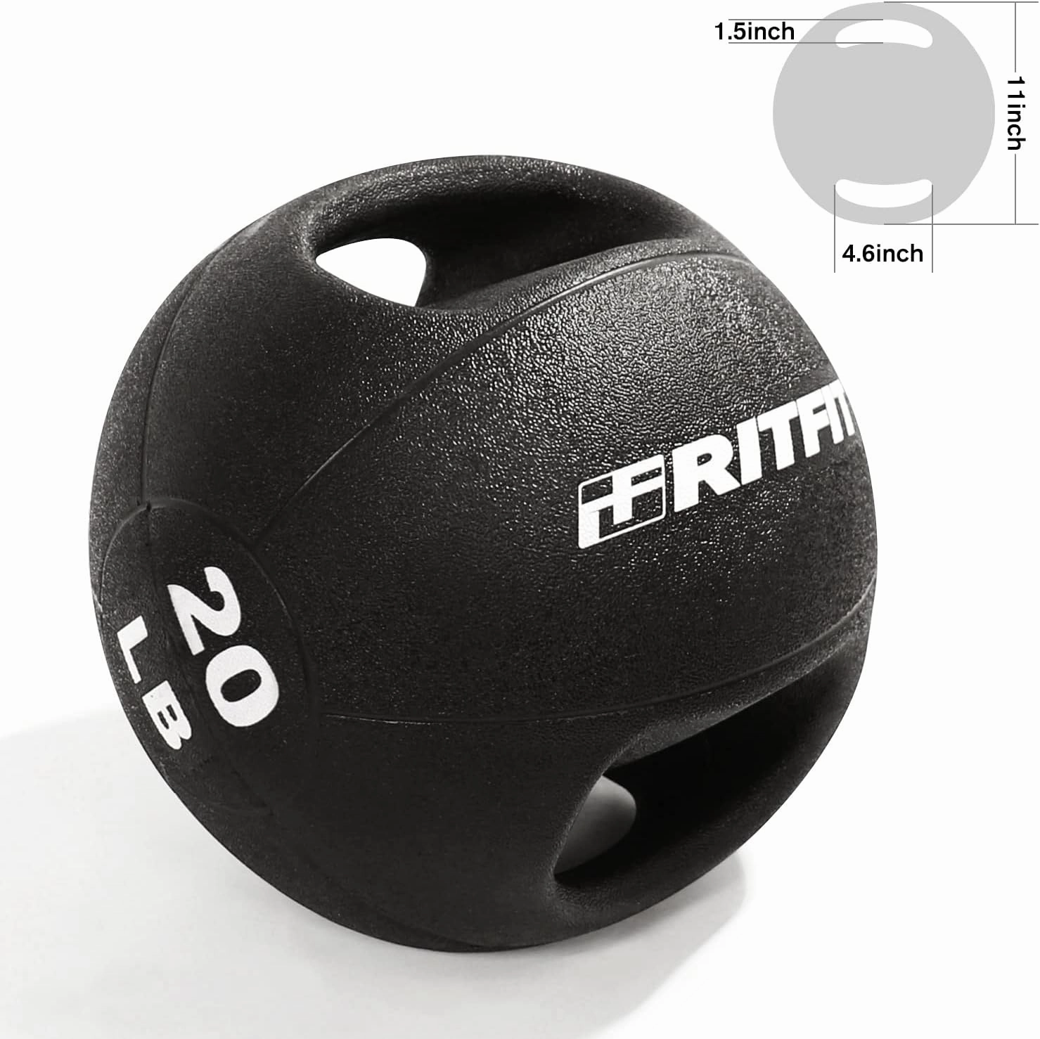 RitFit Medicine Ball with Handles, Grip Medicine Ball/Weighted Ball for Exercise, for Strength and Conditioning Workouts, Balance Training and Cross(6/10/12/14/16/18/20LB)