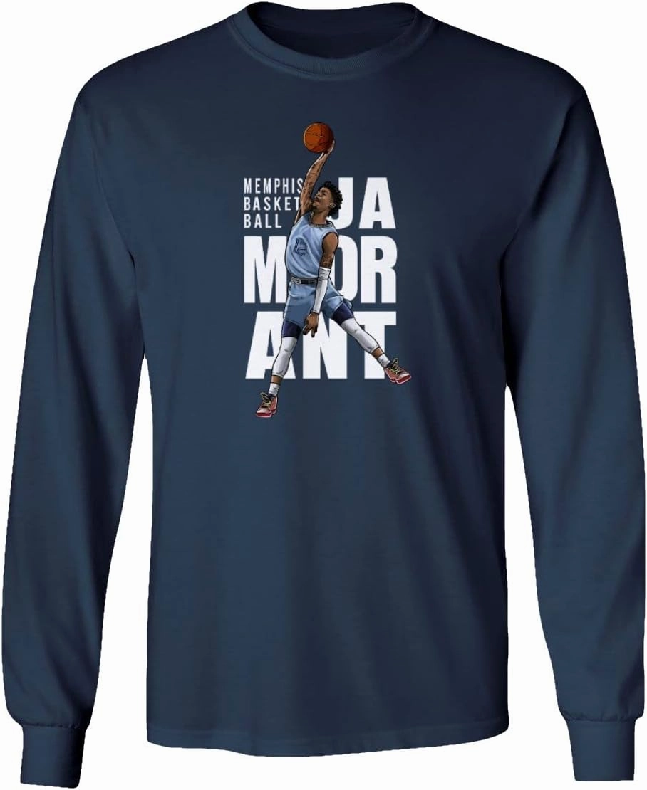RIVEBELLA Morant Dunk Memphis Basketball Star Sports Fans Long Sleeve T-Shirt