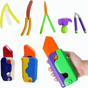 RMISODO 8Pcs Carrot Fidget Knife Toy Set, Butterfly Fidget Knife Toy, Nunchaku Toy, Carrot Hammer Toy, Colorful and Novel Shape,Made with 3D Printing Technology,Perfect Stress Relief Toy Set