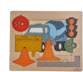 Road Construction Multilayered Wooden Puzzles for Kids, 20 Piece Jigsaw Puzzle for School Kids, Learning Educational Toys Gifts for Boys Girls. Construction Puzzles Sets, Road Construction.