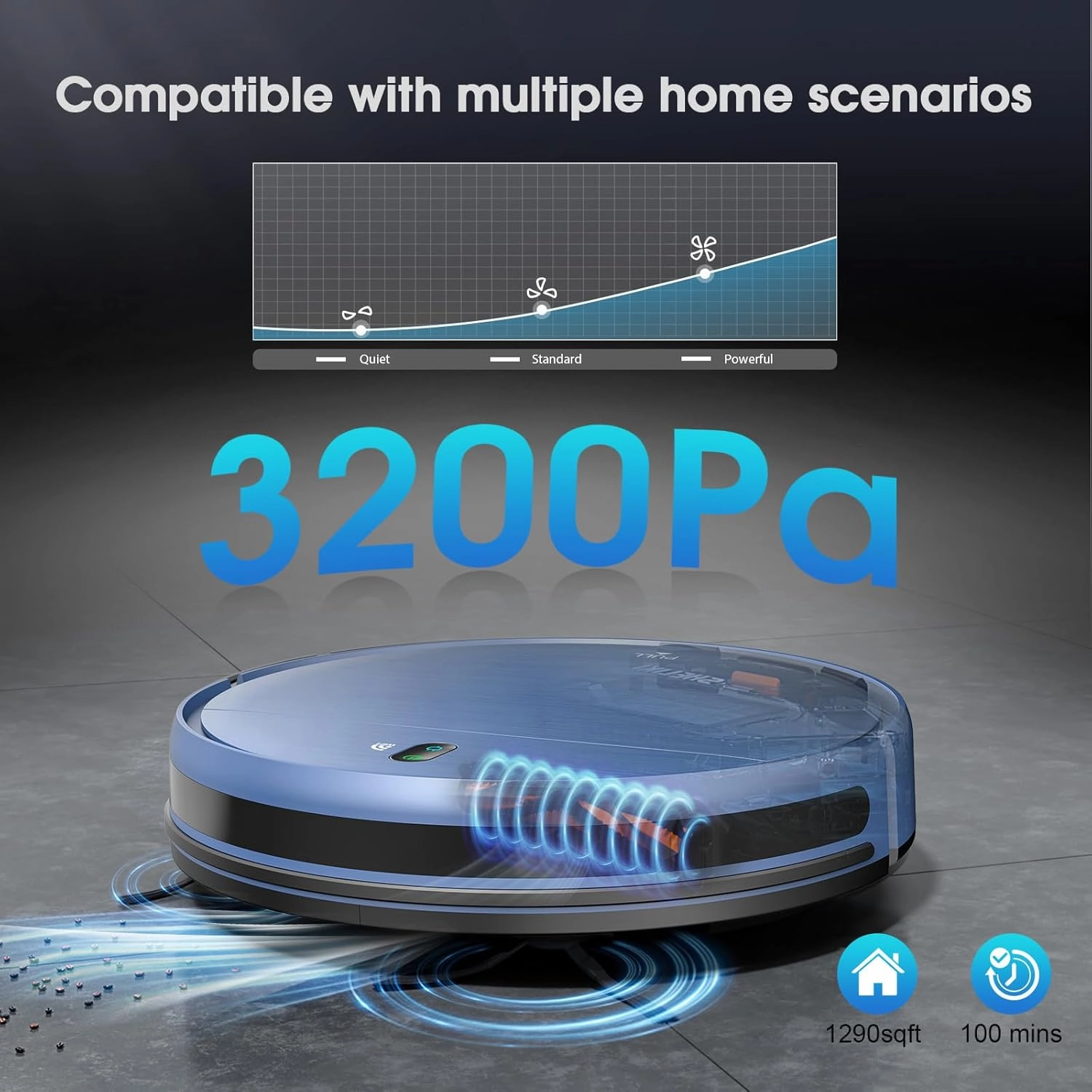 Robot Vacuum and Mop, 2-in-1 Robotic Vacuums Cleaner with Smart Max Strong Suction, WiFi/App/Alexa Voice Control, Obstacle Avoidance, for Pet Hair, Carpets and More - Blue