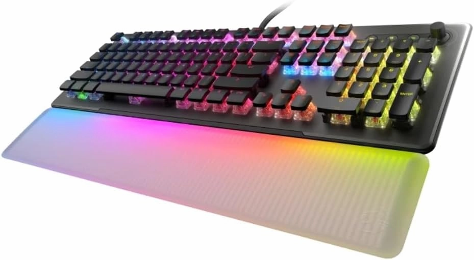 ROCCAT Vulcan II Max – Optical-Mechanical PC Gaming Keyboard, with Customizable RGB Illuminated Keys and Palm Rest, Titan II Smooth Linear Switches, Aluminum Plate, 100 M Keystroke Durability - Black