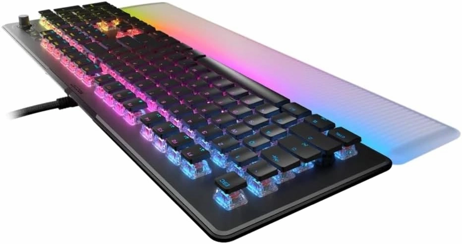 ROCCAT Vulcan II Max – Optical-Mechanical PC Gaming Keyboard, with Customizable RGB Illuminated Keys and Palm Rest, Titan II Smooth Linear Switches, Aluminum Plate, 100 M Keystroke Durability - Black
