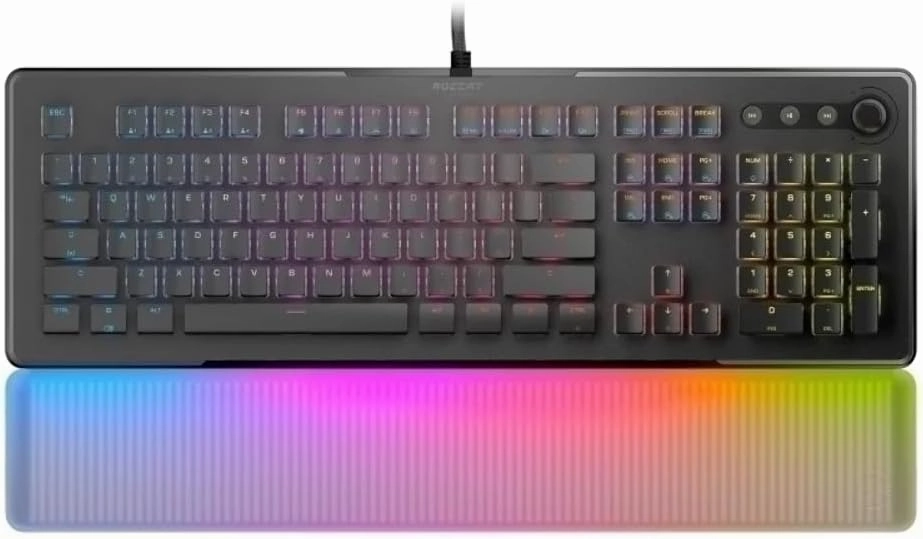ROCCAT Vulcan II Max – Optical-Mechanical PC Gaming Keyboard, with Customizable RGB Illuminated Keys and Palm Rest, Titan II Smooth Linear Switches, Aluminum Plate, 100 M Keystroke Durability - Black