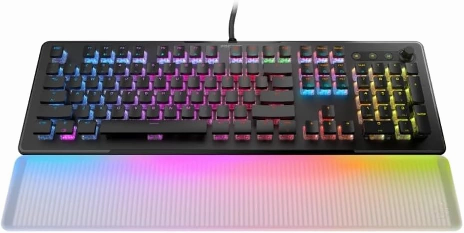 ROCCAT Vulcan II Max – Optical-Mechanical PC Gaming Keyboard, with Customizable RGB Illuminated Keys and Palm Rest, Titan II Smooth Linear Switches, Aluminum Plate, 100 M Keystroke Durability - Black