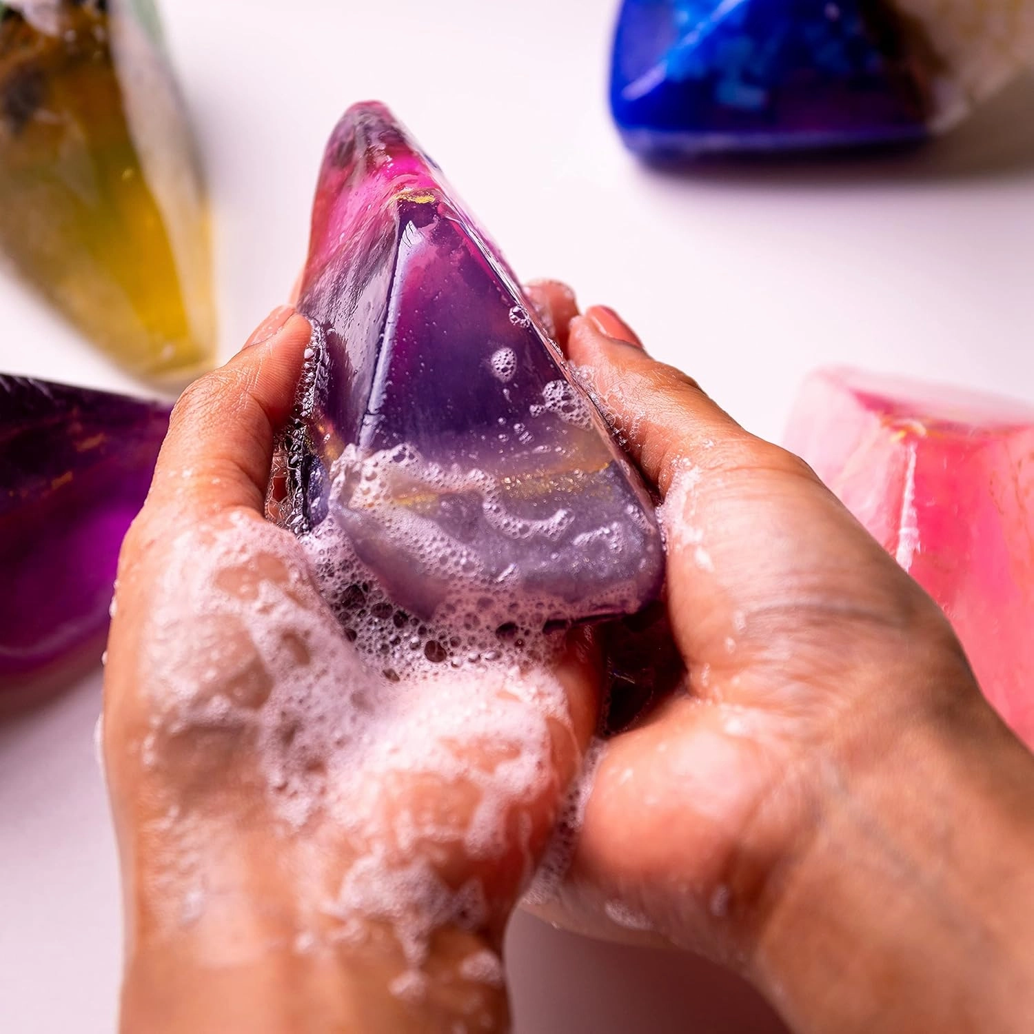 Rock Soap- Soap Rocks Set of 2- Mothers Day Gift- Decorative Scented Gemstone Soaps with Real Crystals Inside- with Natural Ingredients & Essential Oil- Moisturizing