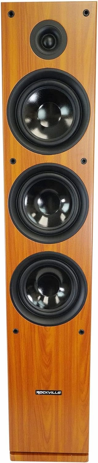 Rockville RockTower 68C Passive Tower Speaker, 8 Ohm, White, High-Fidelity Sound, Detachable Grille, 3-Way, 6.5", 500W, MDF, Perfect for Home Audio