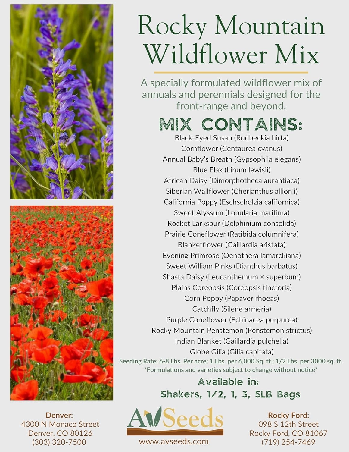 Rocky Mountain Wildflower Mix - 1/2 LB Bag
