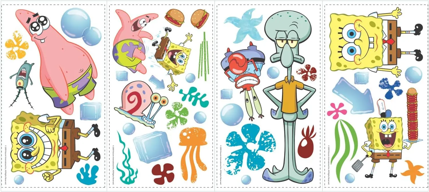 RoomMates RMK1380SCS Spongebob Squarepants Peel and Stick Wall Decals