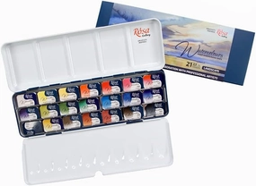 Rosa Gallery Landscape Professional Watercolor Paint Set, 21 Water Colors of 2.5 ml, High Lightfastness Paints Kit for Artists, Adult, Lightweight and Portable Metal Case