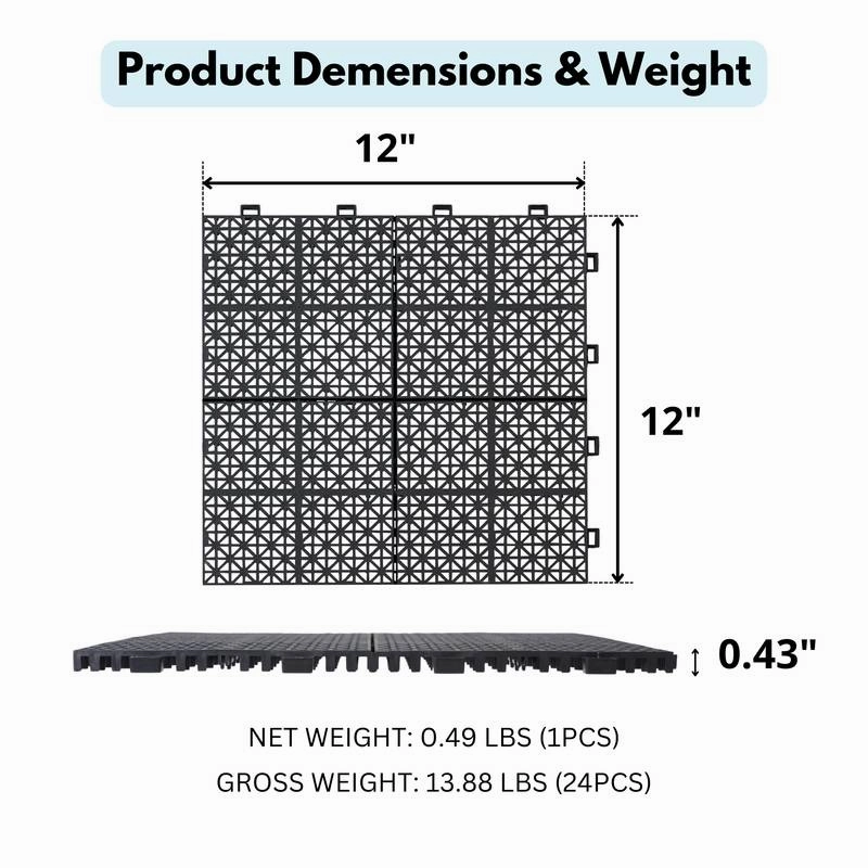 Rosette Outdoor Deck Tiles - Waterproof & Non-Slip