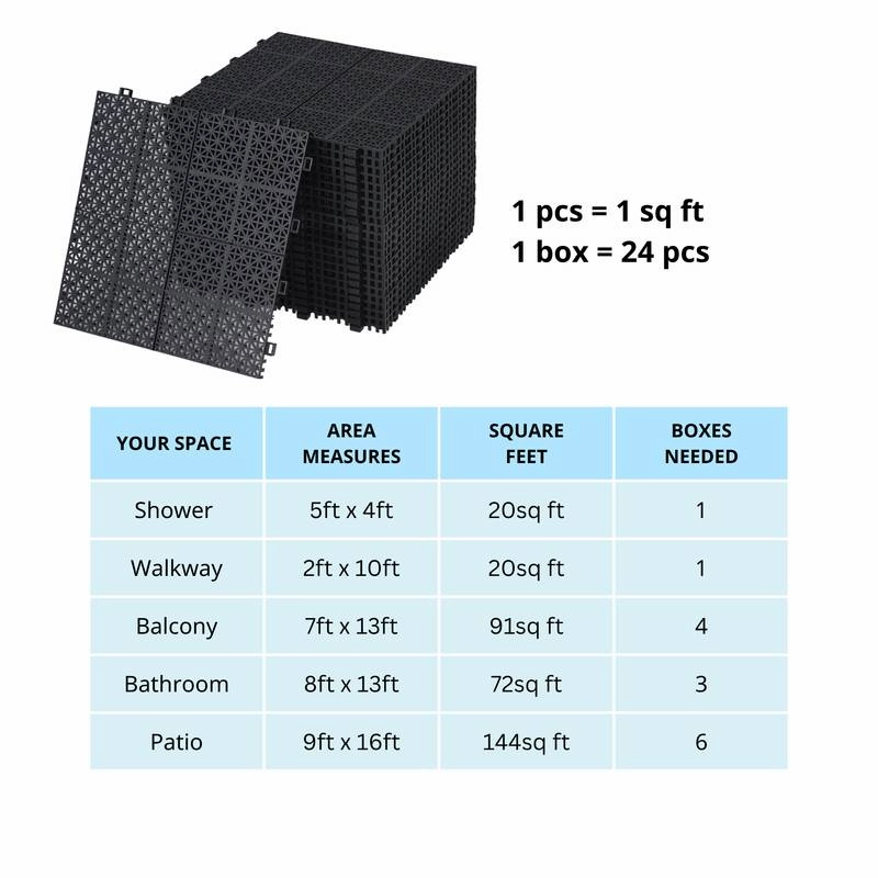 Rosette Outdoor Deck Tiles - Waterproof & Non-Slip