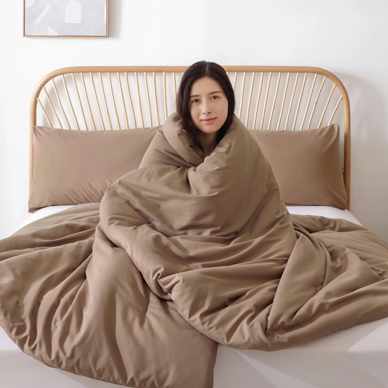 ROSGONIA Queen Comforter Set Dark Khaki Brown, 3pcs Bedding Comforter Sets(1 Comforter & 2 Pillowcases) All Season Lightweight Bedspread Blanket Quilt