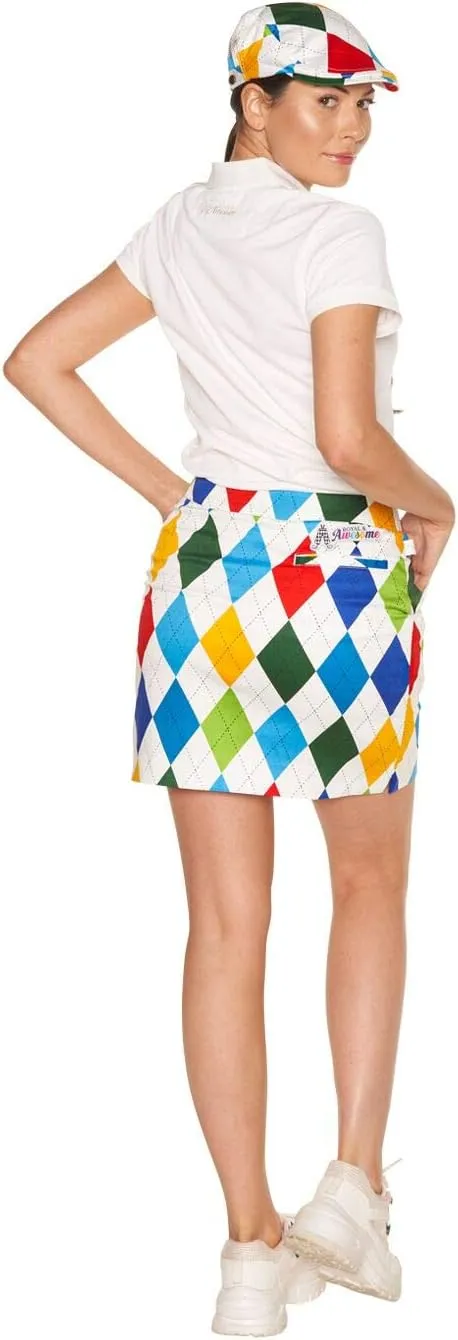 Royal & Awesome Women's Golf Skort with Pockets, Skirts for Ladies, Colorful Design