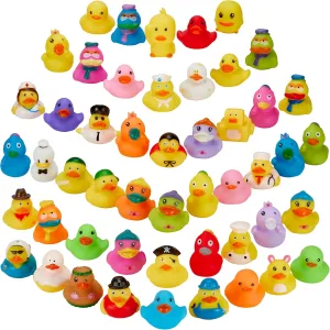Rubber Duck Toy Duckies for Kids - 50 Pack - Sensory Play, Stress Relief, Stocking Stuffers, Bath Birthday Gifts Baby Showers Classroom Incentives, Summer Beach and Pool Activity - Style 2