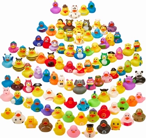 Rubber Duck Toy Duckies for Kids - 50 Pack - Sensory Play, Stress Relief, Stocking Stuffers, Bath Birthday Gifts Baby Showers Classroom Incentives, Summer Beach and Pool Activity - Style 3
