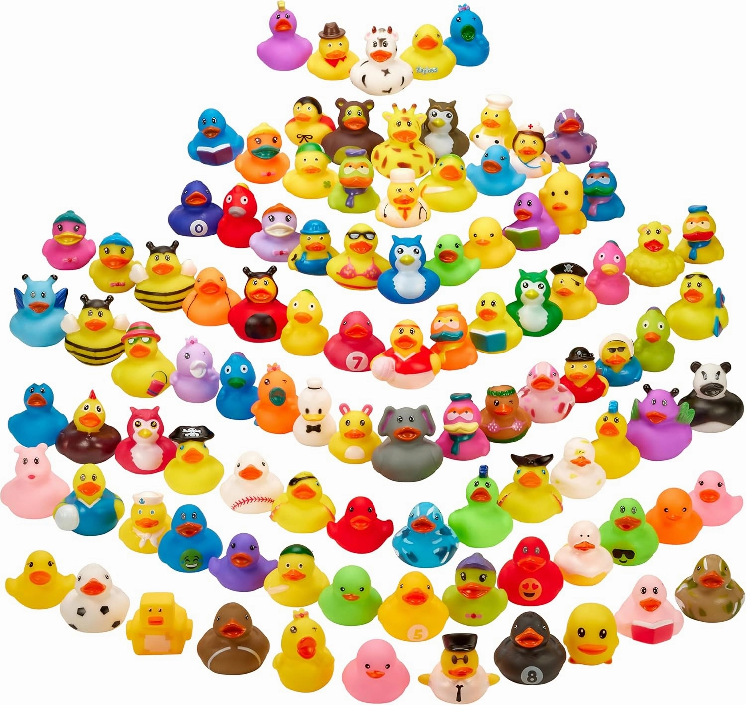 Rubber Duck Toy Duckies for Kids - 50 Pack - Sensory Play, Stress Relief, Stocking Stuffers, Bath Birthday Gifts Baby Showers Classroom Incentives, Summer Beach and Pool Activity - Style 3