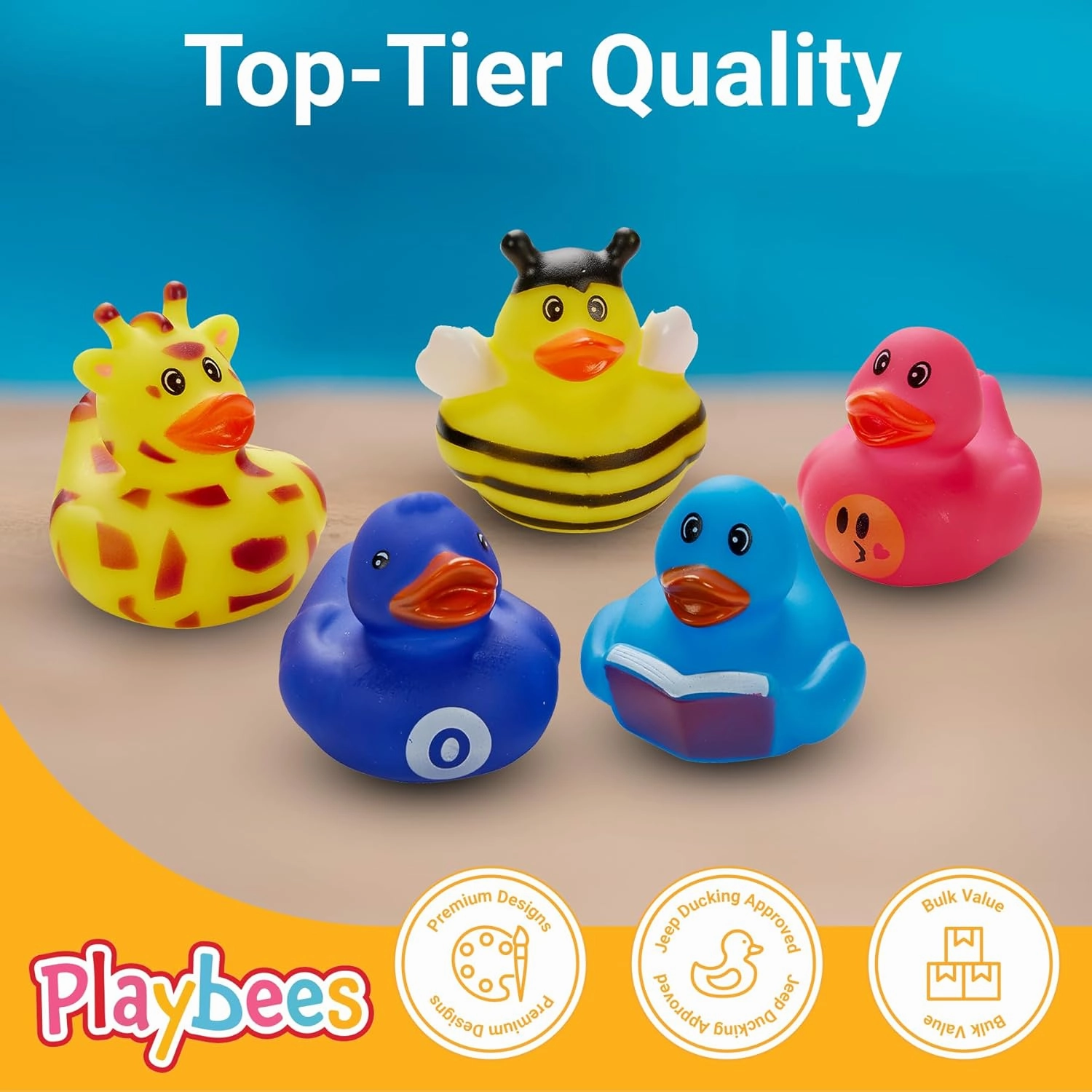 Rubber Duck Toy Duckies for Kids - 50 Pack - Sensory Play, Stress Relief, Stocking Stuffers, Bath Birthday Gifts Baby Showers Classroom Incentives, Summer Beach and Pool Activity - Style 3