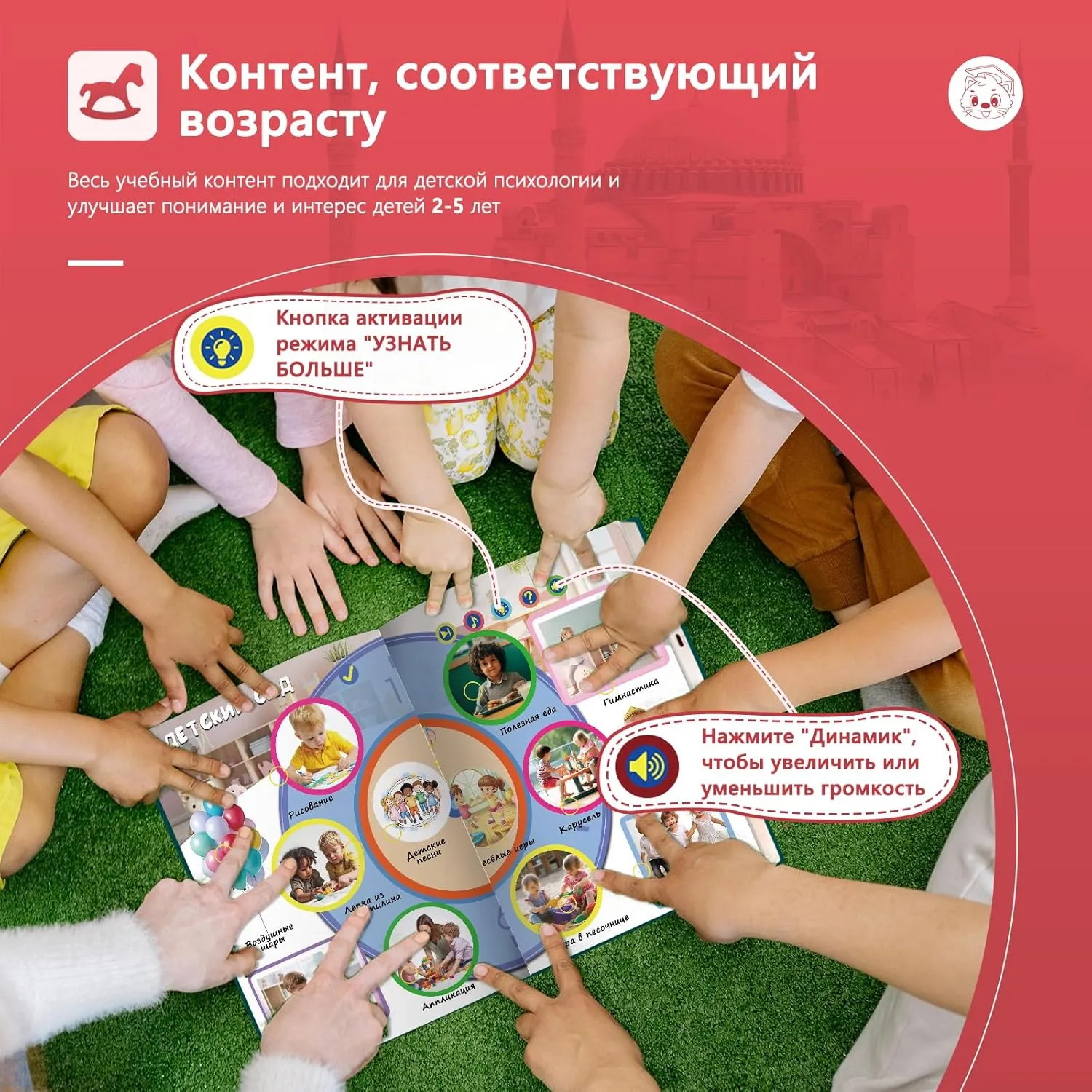 Russian Audio Book for Kids Aged 2-8,Interactive Talking Book,Rechargeble Sounds Book,Educational Learning Toy for Toddlers,Gift for Boys Girls,600  Sounds,13 Topics of The World Around You